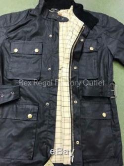 mens belted wax jacket