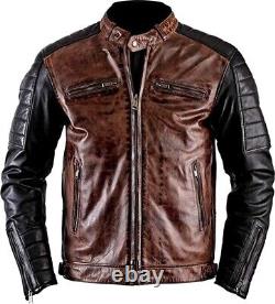 100% Lambskin Leather Motorcycle Biker Riding Jacket Quilted New