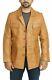 100%real Genuine Lambskin Leather Men's Blazer Designer Tan Jacket Decent Coat