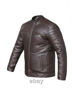 100% Real Hand Made Genuine Lamb/Sheep Skin Leather, Motor Bike Jacket, Size L