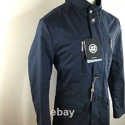 12 Puntododici Men Blue Overcoat Jacket Buttons LongSleeve Turtleneck Size 54/XL