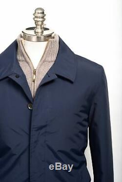 $2995 NWT ISAIA Blue Super 150's Storm System Trench Coat Jacket 54 fits M / L