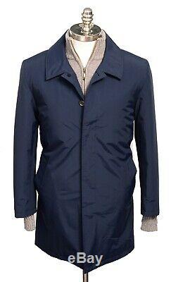 $2995 NWT ISAIA Blue Super 150's Storm System Trench Coat Jacket 54 fits M / L