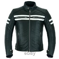 ARN Genuine Leather Motorbike Motorcycle Jacket Black Biker With CE Armour Black