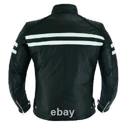 ARN Genuine Leather Motorbike Motorcycle Jacket Black Biker With CE Armour Black