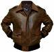 A-2 G-1 Brown Bomber Aviator Men's Flight Navy Distressed Real Leather Jacket