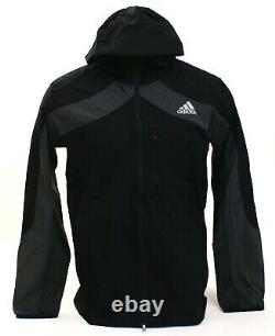 Adidas Black Adizero Marathon Zip Front Hooded Running Jacket Men's NWT