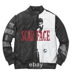 Al Pacinoo Mens Scarface Fashion Bomber Real Biker Leather Jacket