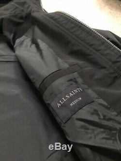All Saints Black Tanaka Hooded Zip Coat Jacket Overcoat Medium New & Tags