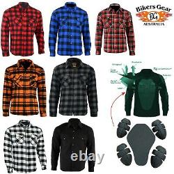 Australian Bikers Gear Motorcycle Flannel Shirt lined with Kevlar and CE Armoure