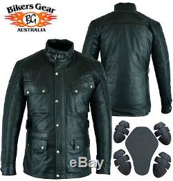 Australian Bikers Gear Vintage Waxed Trailmaster Motorcycle Leather CE Jacket