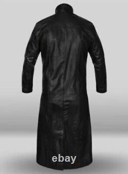 Avengers NICK FURY Leather Men Trench Long Coat Handmade Real Sheepskin OverCoat