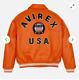 Avirex American Flight Real Bomber Genuine Sheepskin Orange Leather Jacket Men
