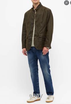 BARBOUR LUTZ Mens Waxed Jacket in Olive Rugged Sophistication MSRP$475