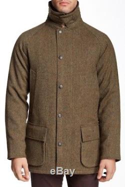 Barbour Tweed Gamefair Wool Leather Jacket coat Men's Waterproof XL