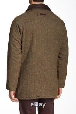 Barbour Tweed Gamefair Wool Leather Jacket coat Men's Waterproof XL