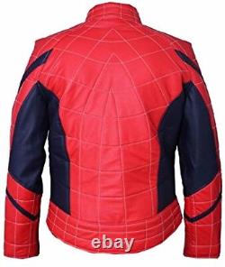 Bestzo Men's Fashion Spiderman New Homecoming Leather Jacket Red/Blue XS-5XL
