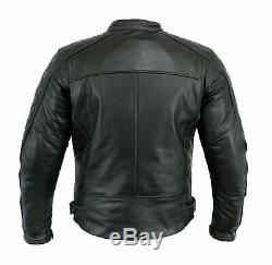 Biker Mens Black leather Motorbike jacket UK Sizes classic Motorcycles CE armour