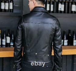 Biker Spring Mens Real Leather Zipper Breathable Motorcycle Jackets Slim Fit Hot