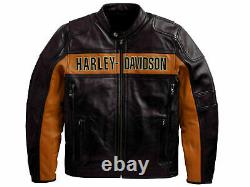 Bill Goldberg Davidson Black Motorcycle Jacket 100% Real Leather Biker Moto Gear