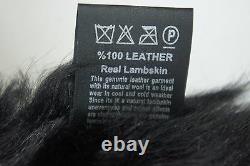 Black 100% Sheepskin Toscana Shearling Leather Lambskin Hood Coat Jacket XS-7XL