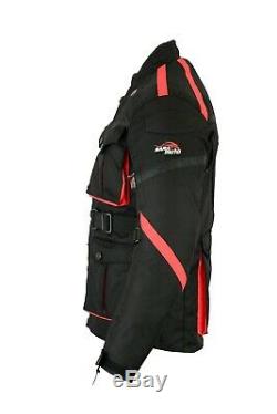 Black Motorbike Motorcycle long Jacket Waterproof Textile Armour CE Cordura UK