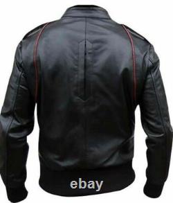 Black Motorcycle Genuine Biker Men Lambskin Leather Stylish Festive Jacket