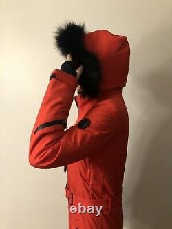 Bogner red womens ski snowboard jacket suit size XS -S, slim, fur trim