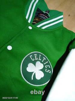 Boston Celtics Lettermen Varsity Jacket With Leather Sleeves