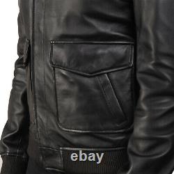 Brand New Bomber Leather Motorcycle Black Jacket XS To 4XL Racing Biker Jacket