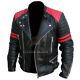 Brando Biker Black And Red Motorcycle Genuine Real Leather Jacket Xs S M L Xl