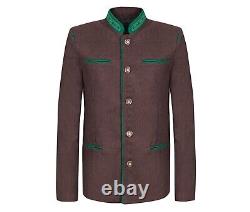 Brown German Bavarian Jacket Austrian Traditional Tyrol Loden Blazer Wool Jacket