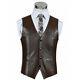 Brown Sexy Real Soft Lambskin Slim Men Coat Leather Vest Coat Fit Party