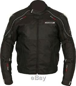 Buffalo Men's Atom Jacket Black Waterproof Leather Textile Motorcycle Jacket NEW