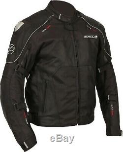 Buffalo Men's Atom Jacket Black Waterproof Leather Textile Motorcycle Jacket NEW