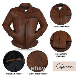 COLEMAN Men's Natural Cow Veg Leather Fashion Brown Jacket