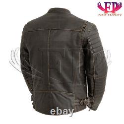 Commuter Men's Motorcycle Leather Jacket Brown
