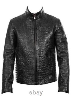Crocodile Print Leather jacket for Men Crocodile Leather Jacket