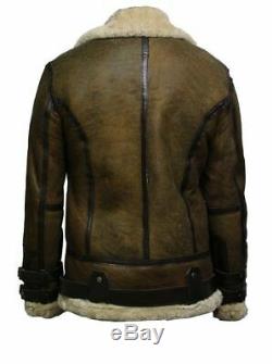DUNKIN Men's Genuine Leather Jacket Bomber fur Sheep Skin XS-5XL Aviator