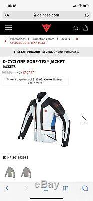 Dainese D-Cyclone Gore-Tex GTX Jacket Black Waterproof Motorcycle Jacket NEW