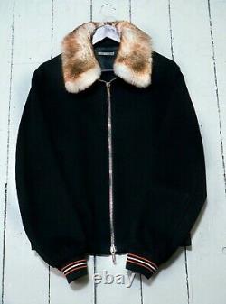 Dior Homme Mens FW17 Hardior Fur Collar Trim Cashmere Wool Bomber Jacket