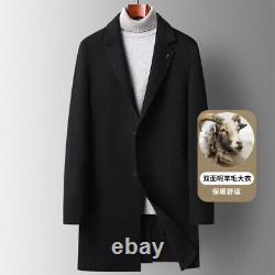 Double-Sided Woolen Windbreaker Coat Men's Slim-Fit Mid-Length Cashmere Jackets