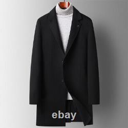 Double-Sided Woolen Windbreaker Coat Men's Slim-Fit Mid-Length Cashmere Jackets