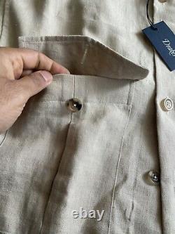 Drakes London 5 Pocket Chore Jacket Over-shirt Shacket Linen Size SMALL