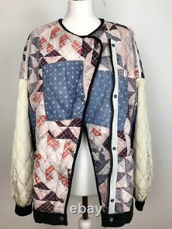 FREE PEOPLE Rudy Quilted Bomber Jacket Vintage Inspired Patchwork MEDIUM RRP$248
