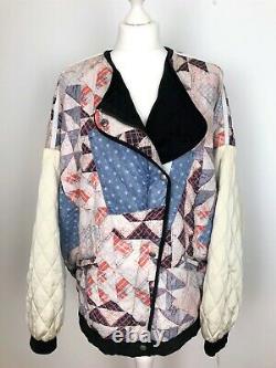FREE PEOPLE Rudy Quilted Bomber Jacket Vintage Inspired Patchwork MEDIUM RRP$248