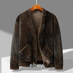 Fashion Mens Short Coats V-neck Loose Thickened Mens Mink Fur Parka