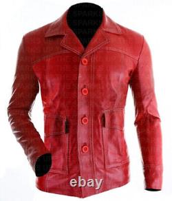 Fight Club Brad Pitt Tyler Durden Stylish Italian Classic Leather FC MEN'S COAT