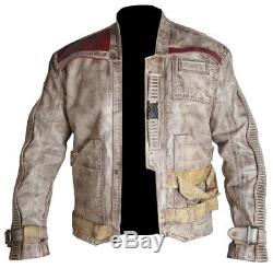 Finn Star Wars Poe Dameron John Boyega Genuine Cow hide Leather Waxed Jacket