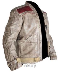Finn Star Wars Poe Dameron John Boyega Genuine Cow hide Leather Waxed Jacket